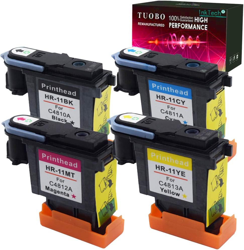 Tuobo Remanufactured Printhead Replacement for 11 Printhead C4810A C4811A C4812A C4813A Fit for Designjet 70 90 100 110 500 510 500ps 800ps 9110 K850