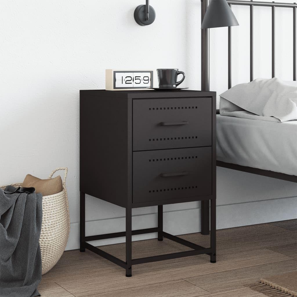 Table de chevet en acier noir idéale pour chambre et salon moderne