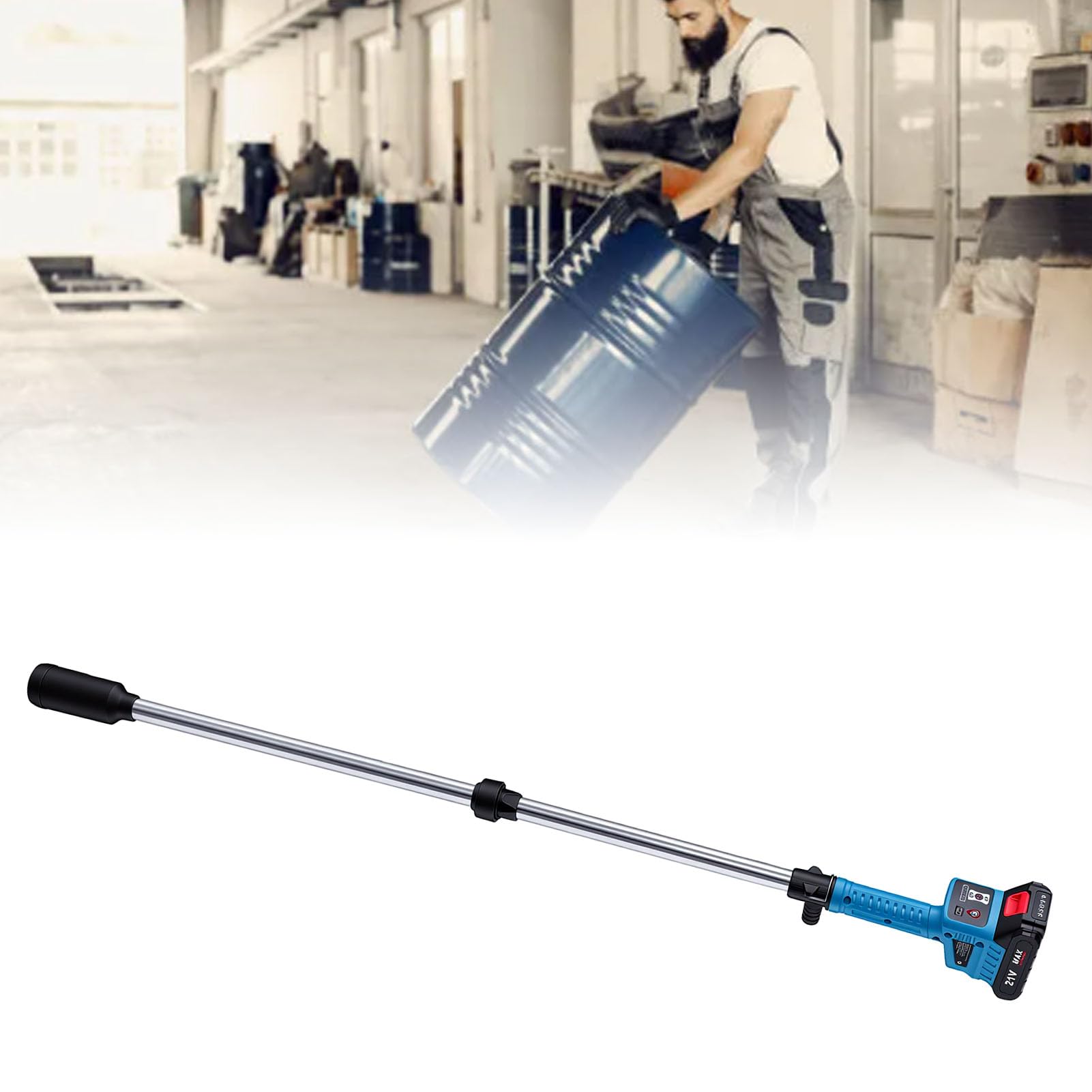 Fockety Kabellose Wasserpumpe, Batteriebetriebene Transferpumpe, Kabellose Stick-Transferpumpe mit Geschwindigkeitsregelung für Pool, Garten, Teich, Boot, Keller, Wohnmobil, Regeneimer (EU-Stecker)