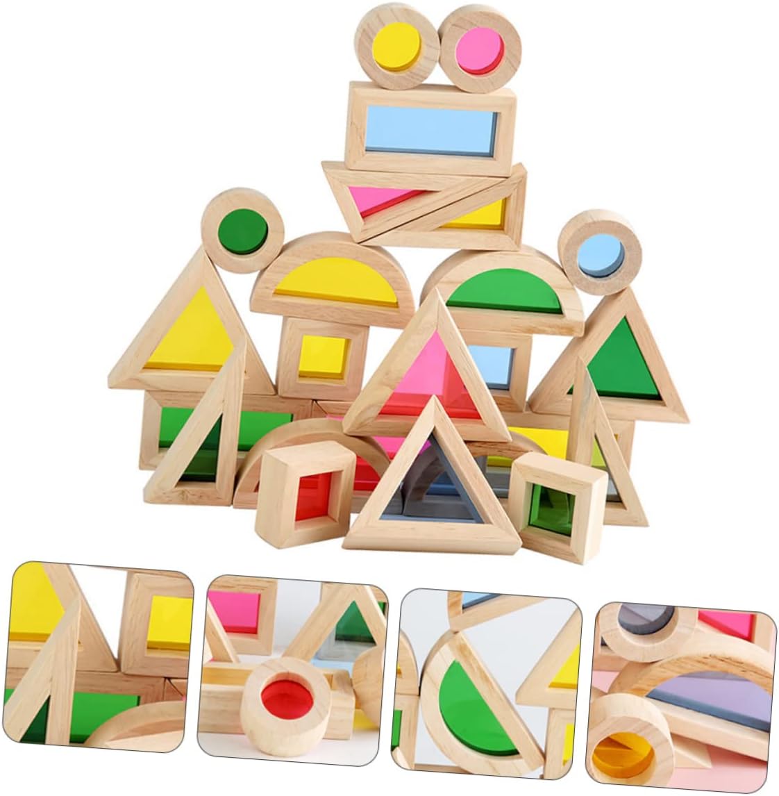 BESPORTBLE 24Pcs Kaleidoscopic Educational Stackable for Color Recognition Shape Learning Promotes Hand Eye Coordination Self Discovery for
