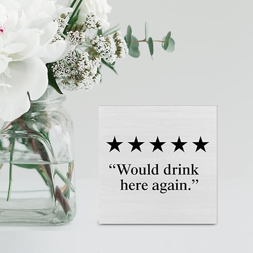 Miniatura 5 de Letrero de madera con texto en inglés «Country Would Drink Here Again», letrero decorativo para escritorio, humor, cocina, bar, caja de madera,