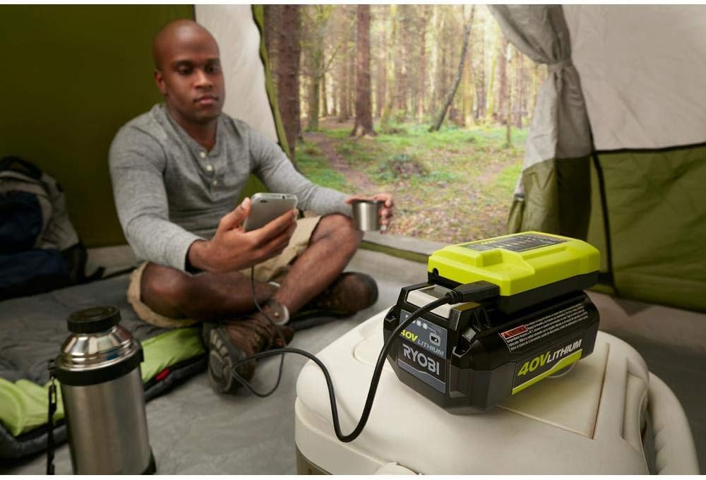 Ryobi 1004-040-931 40 Volt Compact Wired Lithium-Ion Battery Charger with USB Port - - 