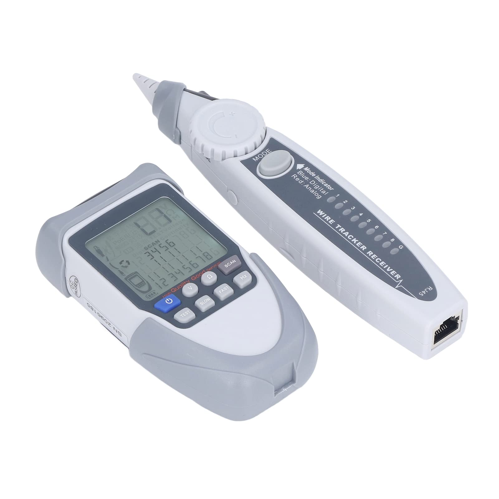 Cocoarm Probador de Cables de Red Probador de Cables Ethernet ABS con LCD Seguimiento Digital y Analógico Prueba PoE Par de Comprobación Linterna para Técnicos de TI Instaladores y Redes Domésticas