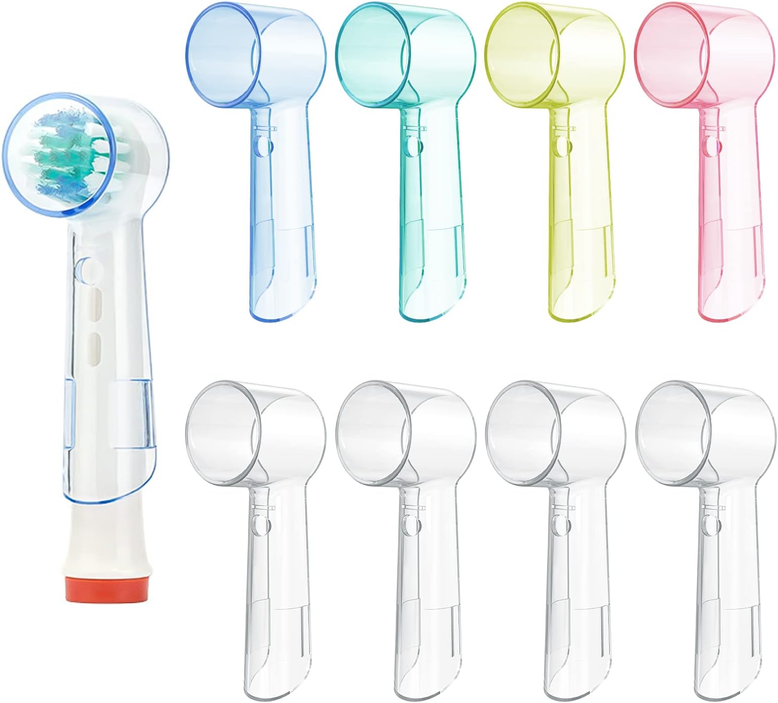 LOPHE Travel Portable Toothbrush Head Covers, 8Pcs Plastic Toothbrush Head Protector Cap, Dustproof Electric Toothbrush Protective Case for Home Outdoor Camping Hiking Travel Bathroom