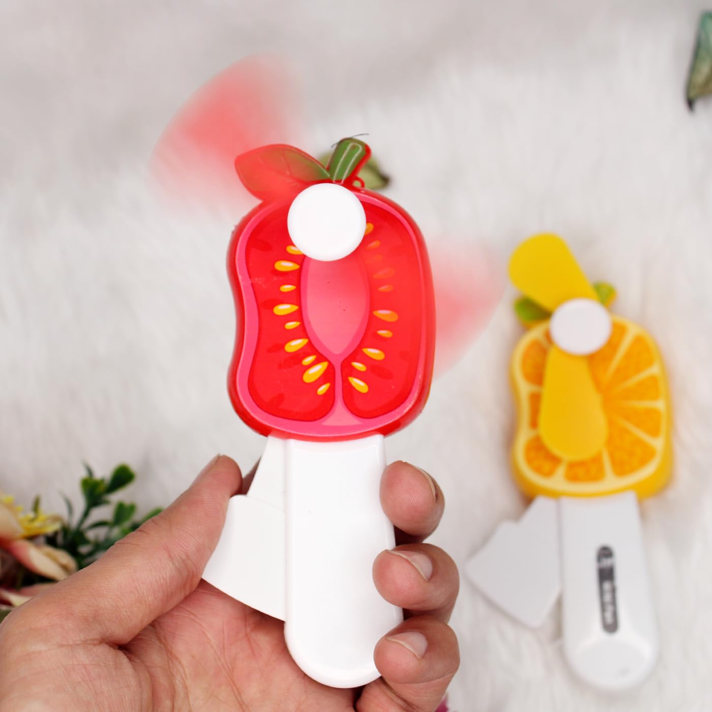 EKAN Set of 2 Hand Press Mini Fan Toy, Small Portable Fan with Mist for kids Boys and Girls (Multicolor) 2