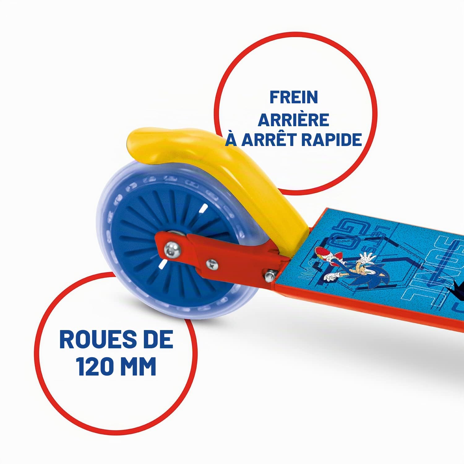 Mondo Toys - Scooter SONIC - Trottinette 2 roues pliable en aluminium avec plateau extra grip et guidon réglable enfant / fille - 28708