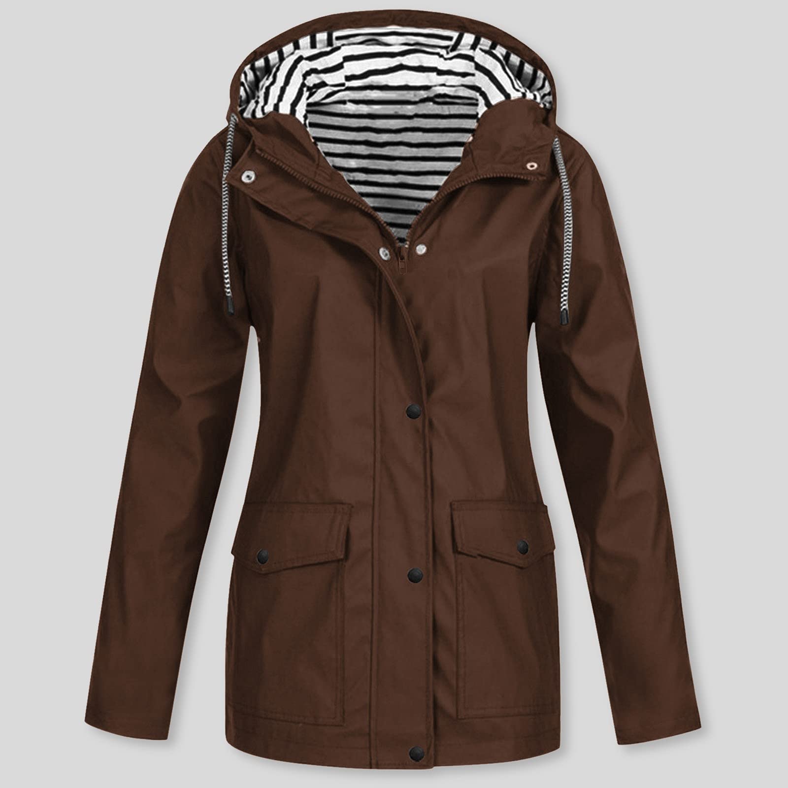 Generisch Frauen Plus Size Windjacke mit Lässiger fester Mantel Outdoor wasserdicht winddicht mit Taschen Jacken