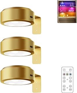 Luces para cuadros, luz de arte, luz para cuadros, paquete de 2/3 luces LED magnéticas para pintar paredes, 13 modos de iluminación, 3 temperaturas de color (Dorado*3)