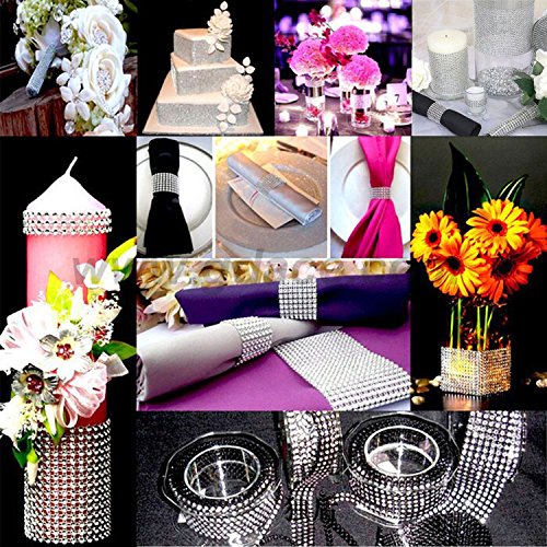 Rhinestone Ribbon, 20 Yard Diamond Ribbon Glitter Rhinestone Trim, Bling Crystal Strips Silver Ribbon Roll For Craft Diy Wedding Birthday Decorations Party Supplies (8 Row 10 Yard And 4 Row 10 Yard) #TOP5
