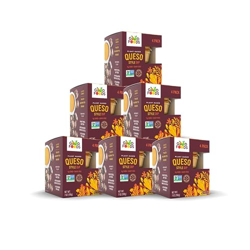 Good Foods Plant Based Vegan Queso Cheese Dip Single Serve 4 Pack, 2 Ounce, 6 Count