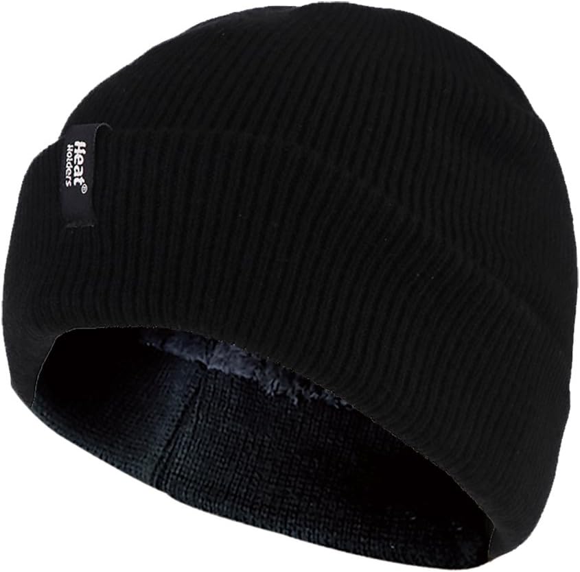 HEAT HOLDERS - Mens Fleece Lined Thermal Turn Over Cuff Winter Hat One Size