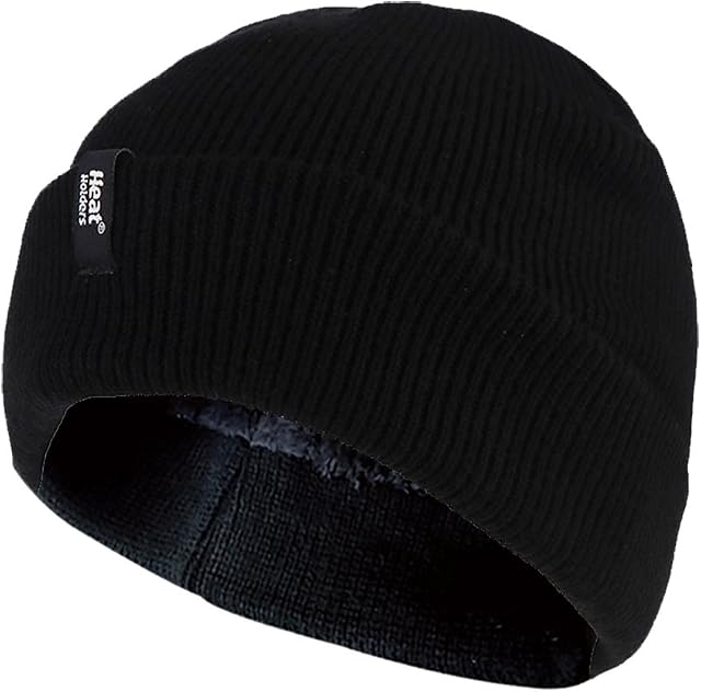 HEAT HOLDERS - Mens 3.6 tog Fleece Lined Thermal Turn Over Cuff Winter Beanie Hat 3 Colours