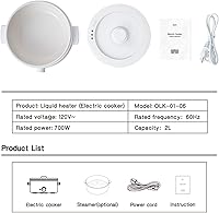 Vista 9 de Hot Pot Electric,2L Ceramic Glaze Non-Stick Pan, Portable Hot Pot with Dual Power Adjustment, Electric Cooker for Egg, Ramen, Oatmeal,Soup Quick