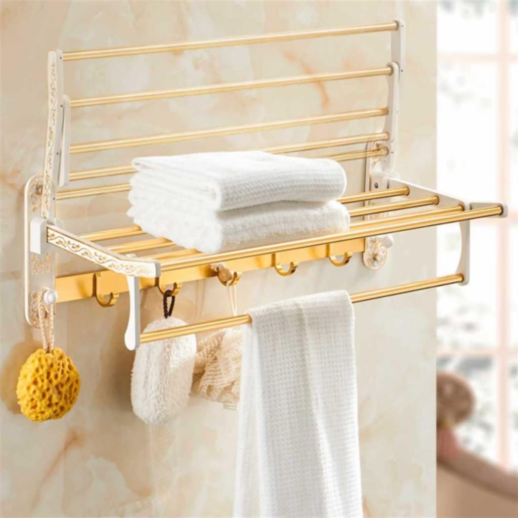 Toallero dorado de baño estilo europeo para organizar sus toallas con total comodidad