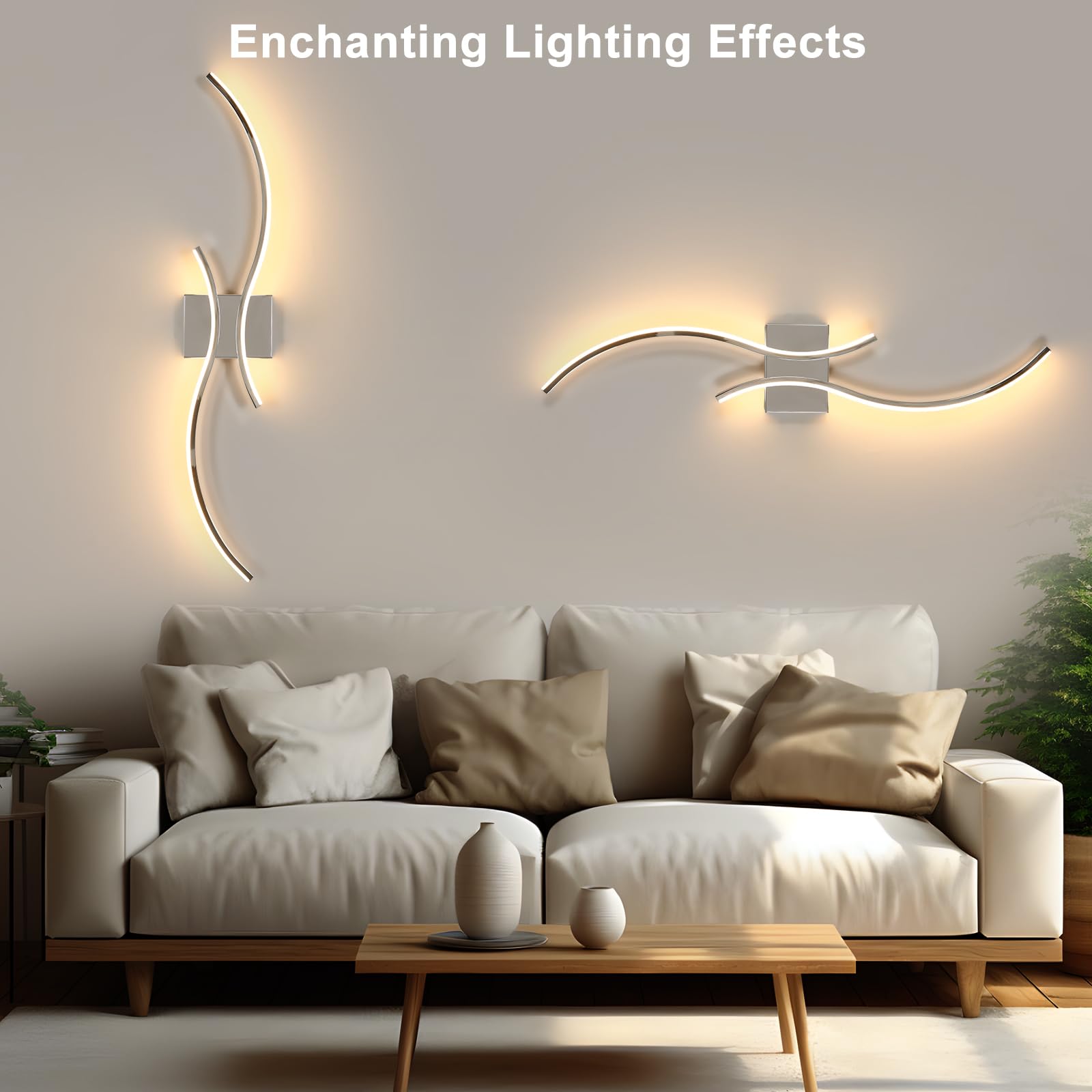 Comely Wewnętrzny Kinkiet LED, 32W Światło Liniowa Lampa Ścienna, Nowoczesne Aluminiowe Kinkiety Regulowane Z Pilotem Do Sypialni Korytarza Salonu Schodów (Chrom, 80CM)