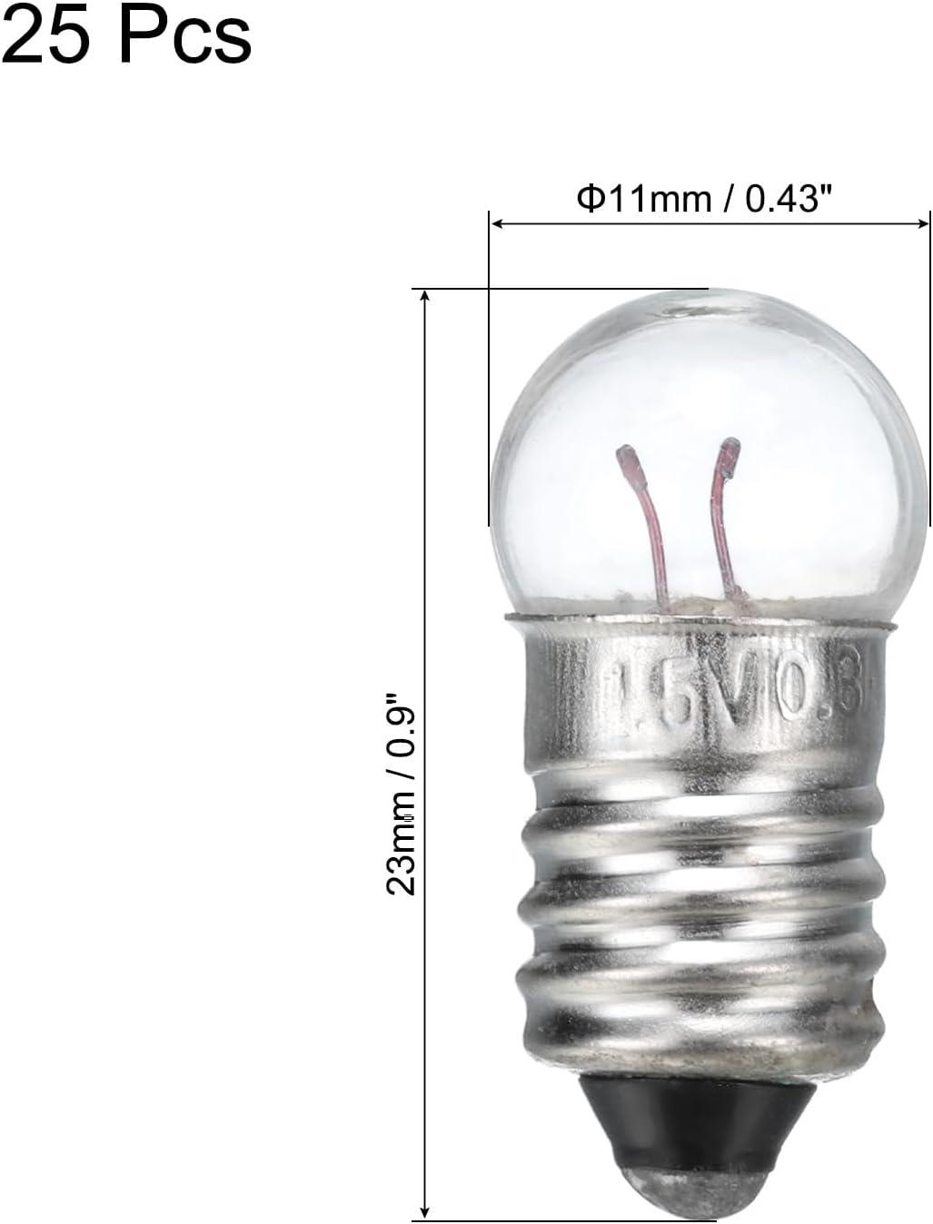 MECCANIXITY 1.5V/0.3A E10 Mini Light Bulbs, 25Pcs Miniature Screw Bulbs Flashlight Bulbs for Scientific Experiment Lighting DIY Accessories, Warm Yellow Light