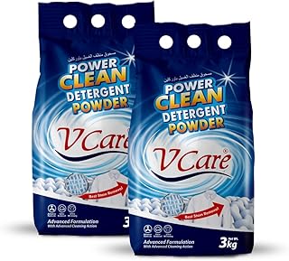 Power Clean Laundry Detergent Powder 3kg Twin Pack- Effortless Stain Removal - Removes Odour and Provides Ultra Whitening with a Refreshing Scent- 6kg