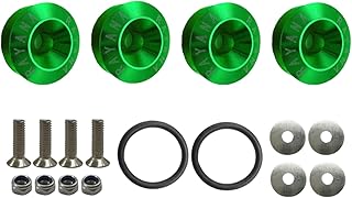 Tornillos delanteros y traseros para refuerzo de parachoques con arandela espaciadora de aluminio diseñada para mejorar la seguridad de fijación y la estabilidad del kit de carrocería (verde)
