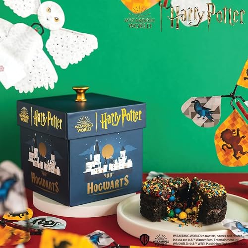 SendaCake Harry Potter Bundle with Flying Butterfly Surprise Explosion Gift Box – 3" Chocolate Mini Bundt Cake for Delivery – Magical Treat for All Ages & All Special Occasions - Gift for Women, Men, Adults, Kids
