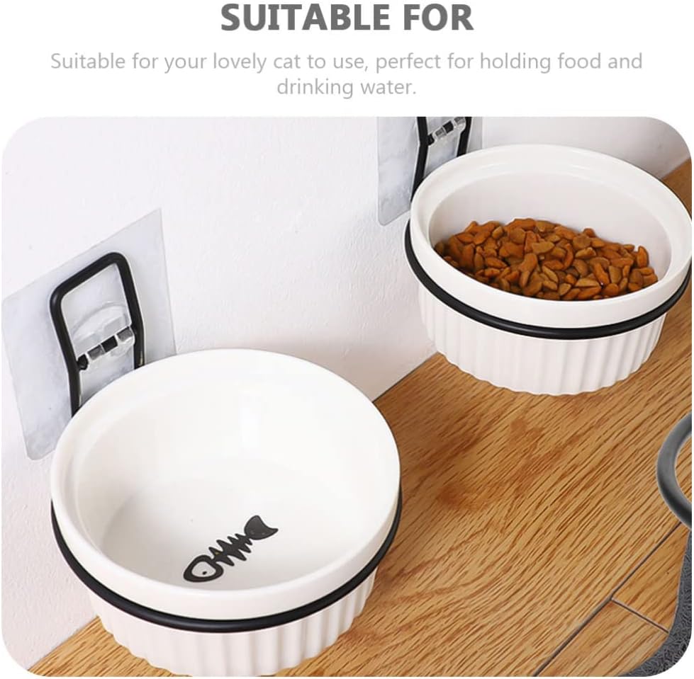 VILLCASE Pet Hanging Food Basin Rack 3-Pack Self-Adhesive Wall Brackets 4.92X4.92X2.75In Elevated Feeder for Cats and Small Dogs No Spill Dog Bowl Holder
