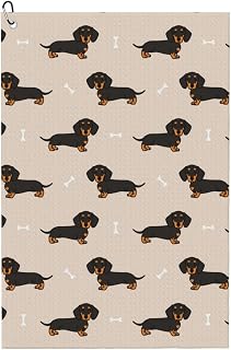 OXJOIIS Golf Towel Wiener Dog Doxie Dachshund Weiner Dog Pet Dogs Golf Accessories for Golf Bags, Belt Loops, Golf Carts, Pull Carts