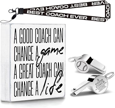 fkovcdy Thank You Coach Gifts, Whistle for Coaches, Whistle Emergency,Wood Box Sign