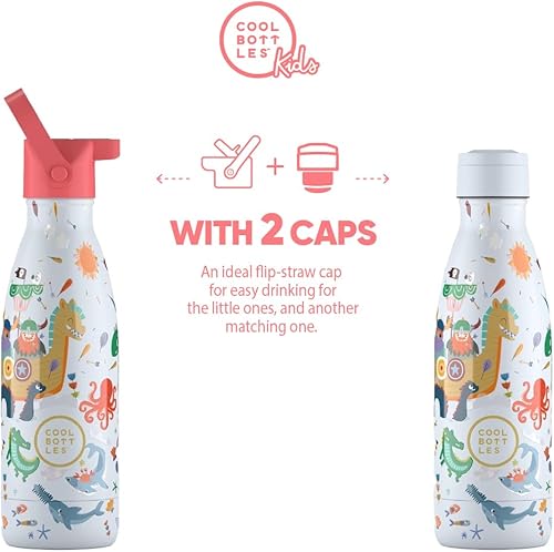 Miniatura 3 de Termo para niños - Botella de agua de acero inoxidable - 11.8 fl oz - Brave Vikings - Bebidas frías 36 horas y bebidas calientes 18 horas - Sin BPA