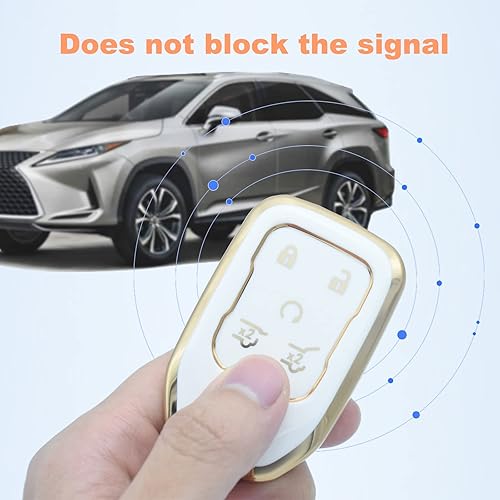 Miniatura 5 de Funda para llavero para Chevy Silverado Suburban Tahoe GMC Sierra Terrain Acadia Yukon Smart Car con llavero (6 botones, blanco)