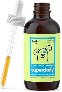 Taily Multivitamin with Liquid Collagen for Dogs and Cats 12-in-1 Super Daily Formula for Joint, Gut, Allergy, Immune, Skin, Coat, and Urinary Tract Support - Liquid Collagen, Glucosamine for Dogs