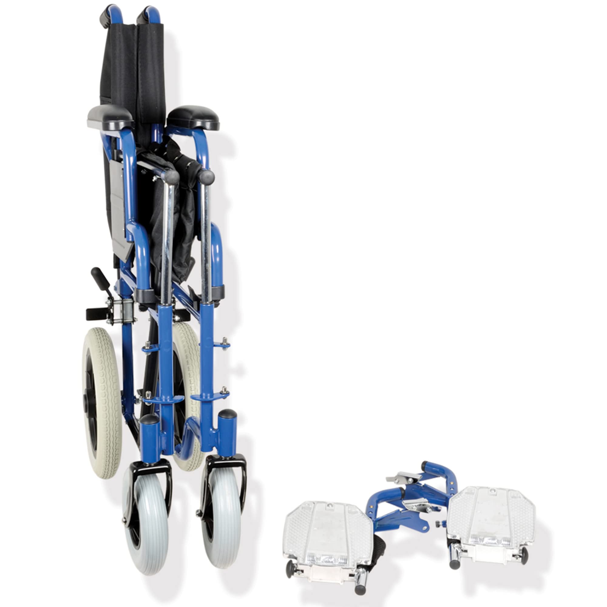 Gima - Silla de ruedas Essex, asiento de tela negra, marco de acero y frenos de bloqueo en ruedas traseras, 46 cm, 43261