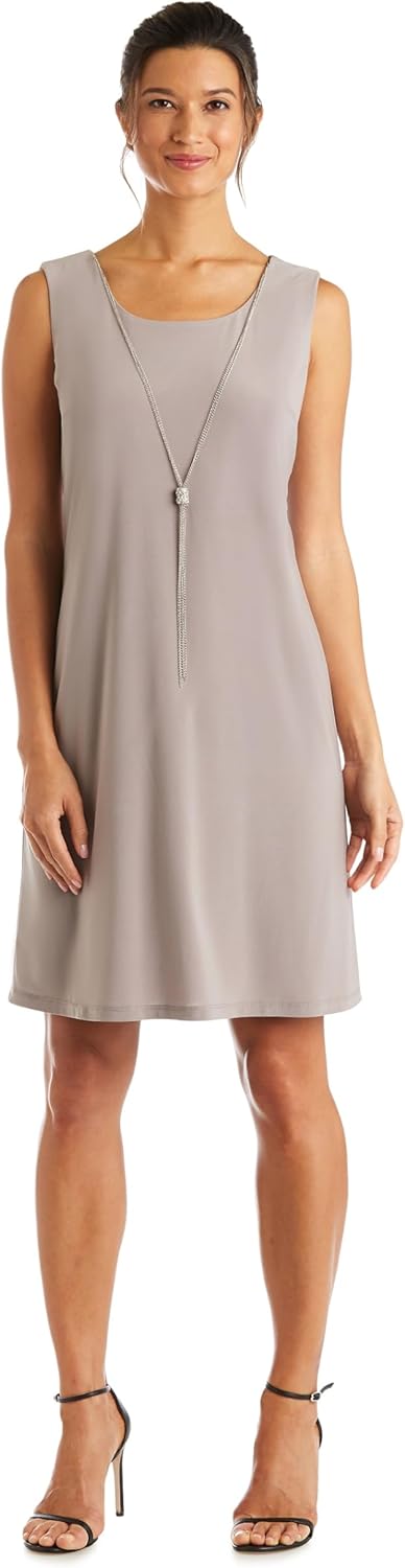 Elegant Knee-Length Geometric Shift Dress W/ 3/4 Sleeve Draped Flyaway Jacket - Image 3