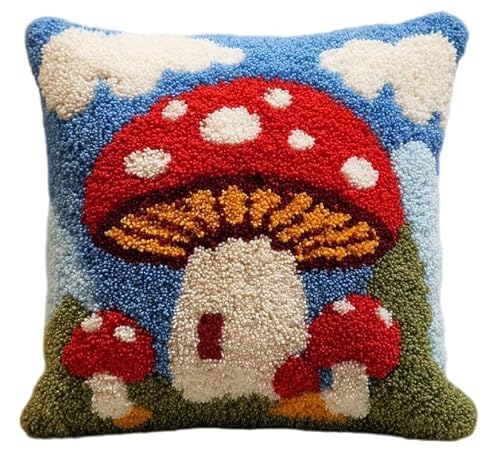 Taxpy Latch Hook Pillow Kits Mushroom 17X17In