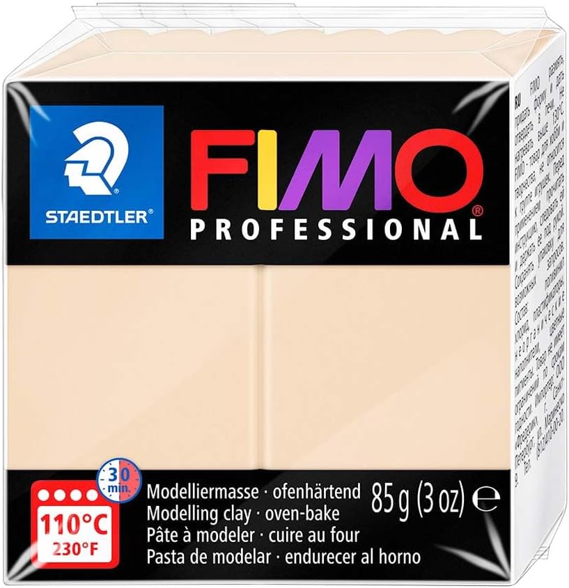 STAEDTLER 8004-02 FIMO Professional Oven-Hardening Polymer Modelling Clay, 85g - Champagne Single Block