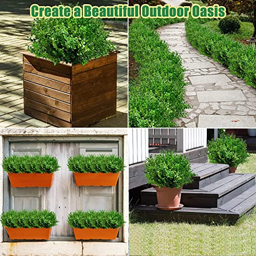 Jiftok 24 Pcs Outdoor Artificial Plants Uv Resistant, Fake Outdoor Plants Faux Boxwood Plants Greenery Stems, Artificial Plastic Shrubs Bushes For Outdoors Home Decor Indoor Porch Garden Planter #TOP4