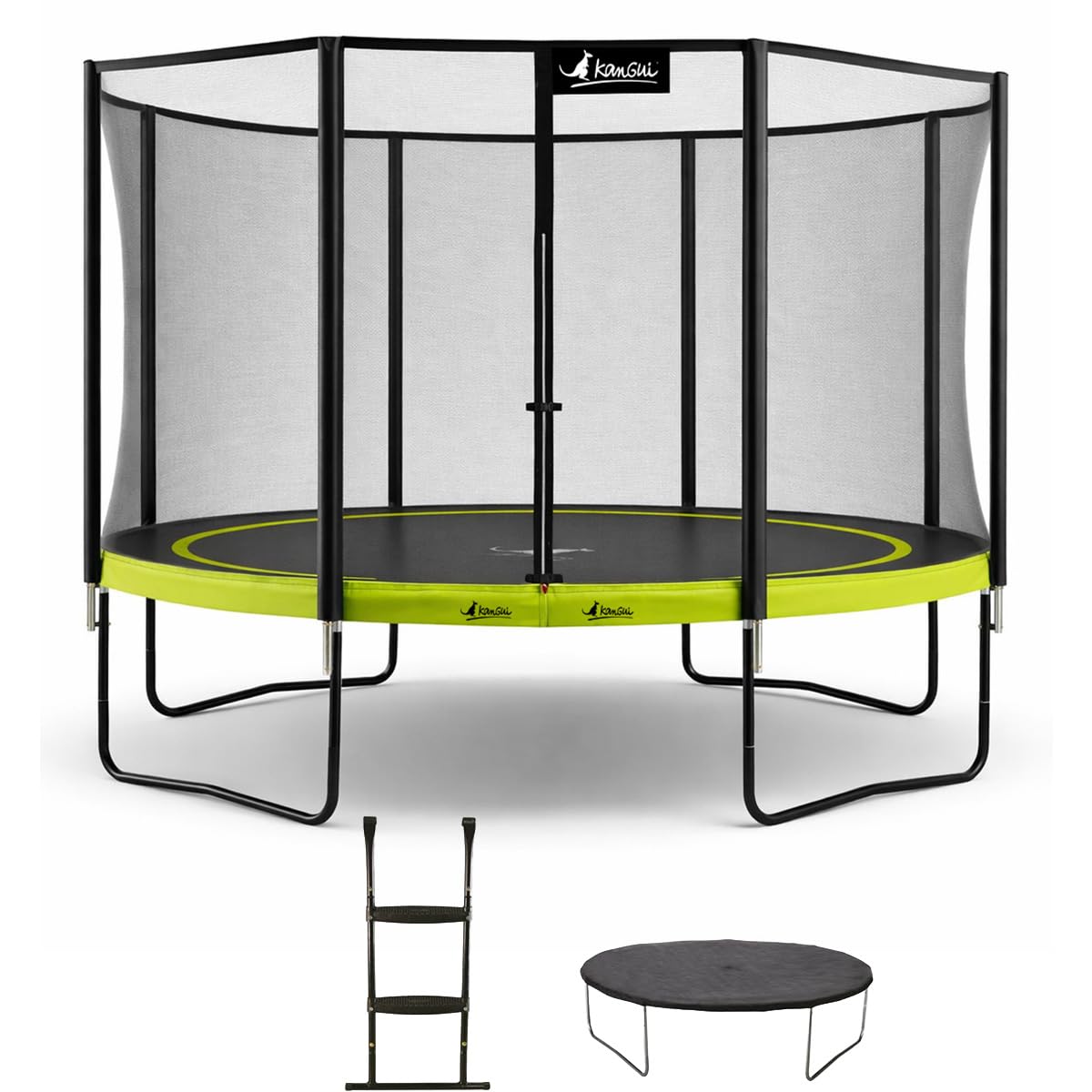 Kangui – Cama elástica de jardín Punchi, con Red de Seguridad y Accesorios, Color Aloe y Atoll