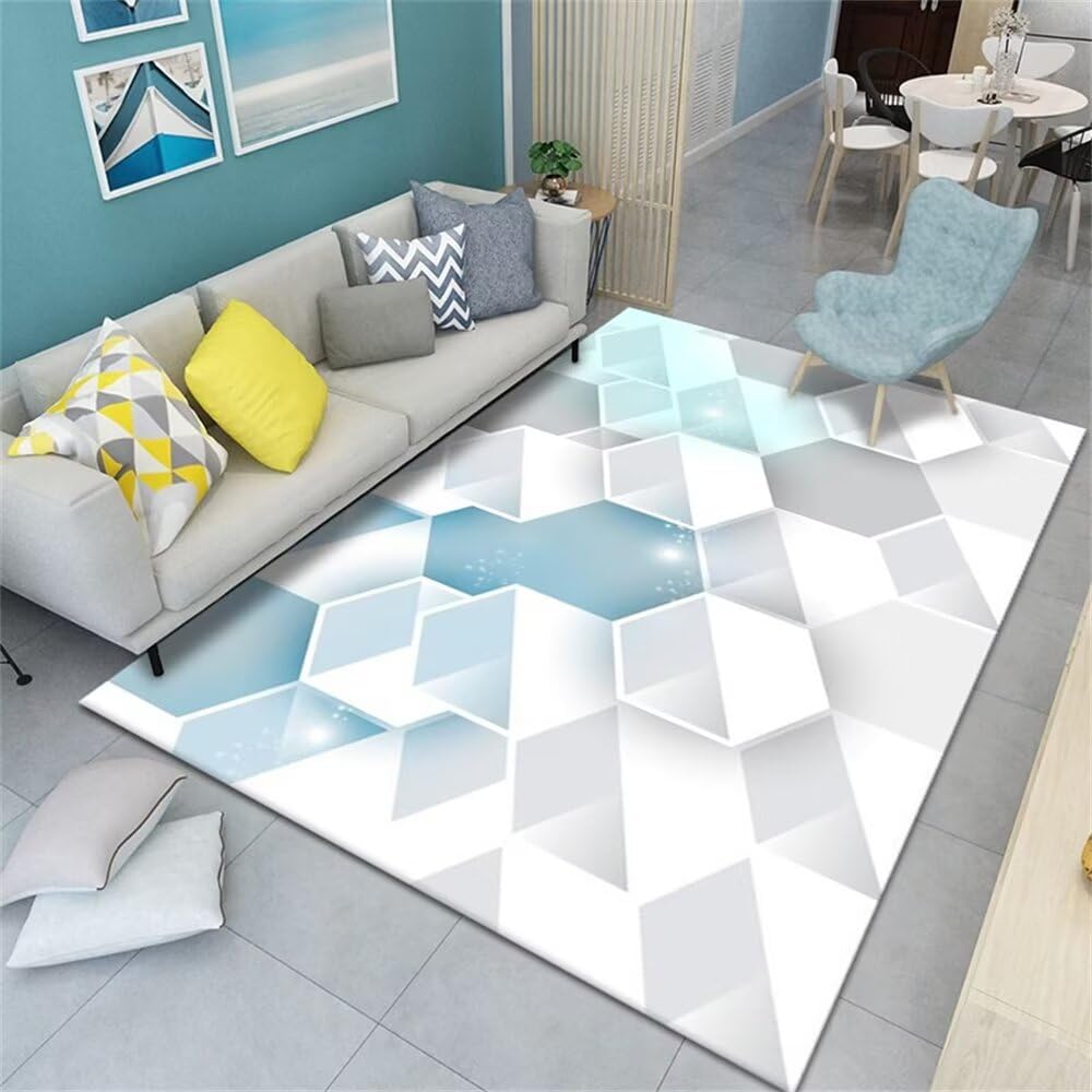Décoration de salon géométrique et tapis de jeux enfant blanc