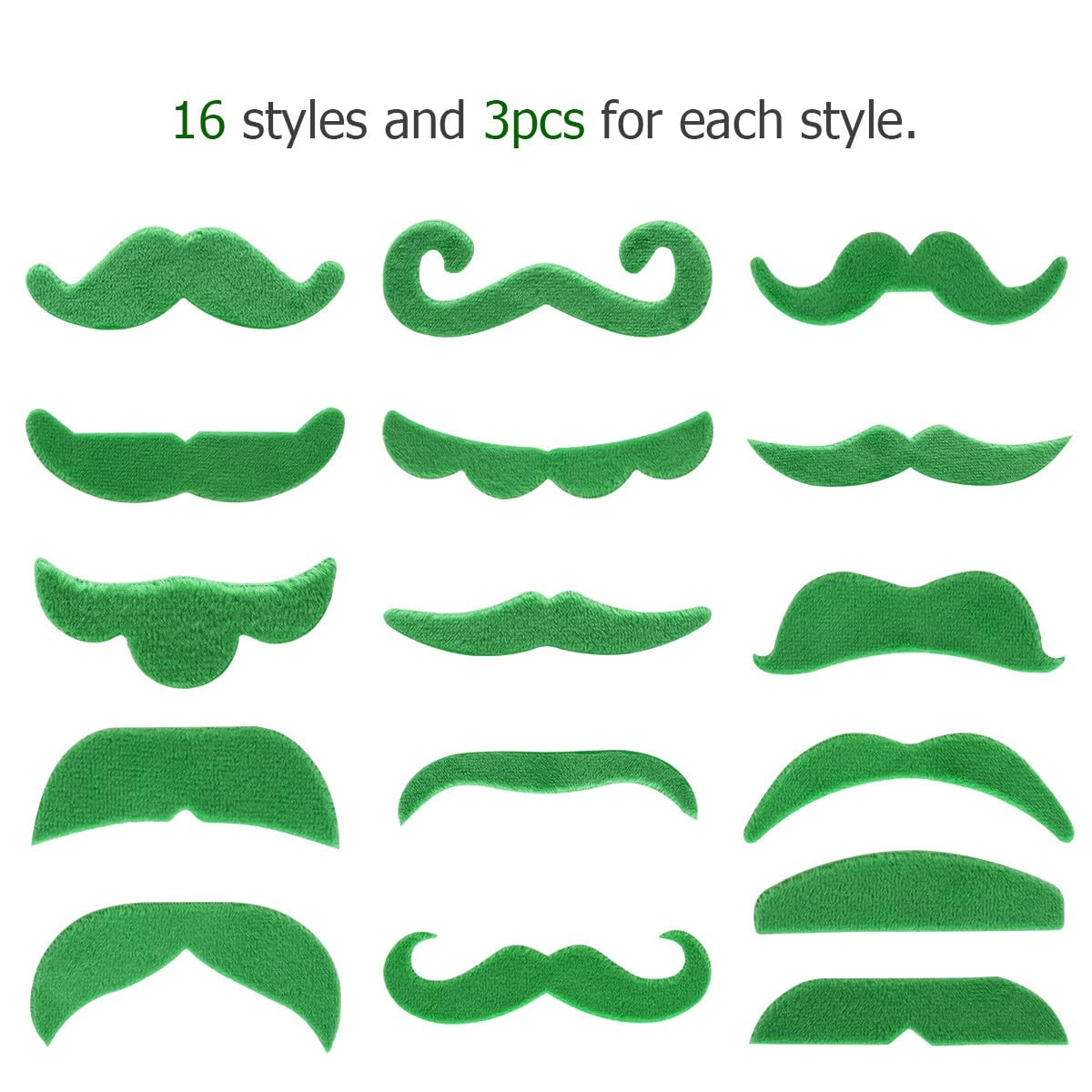 ULTECHNOVO Lot de 48 Fausses Moustaches Vertes Et Oranges pour La Saint-Patrick, Autocollantes, Accessoires de Fête.