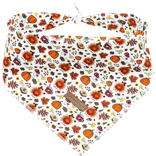 Lionheart glory Thanksgiving Dog Bandana Dog Kerchief 1 Pack Washable Square Adjustable Soft Girl or Boy Dog Bandanas for Small Dogs
