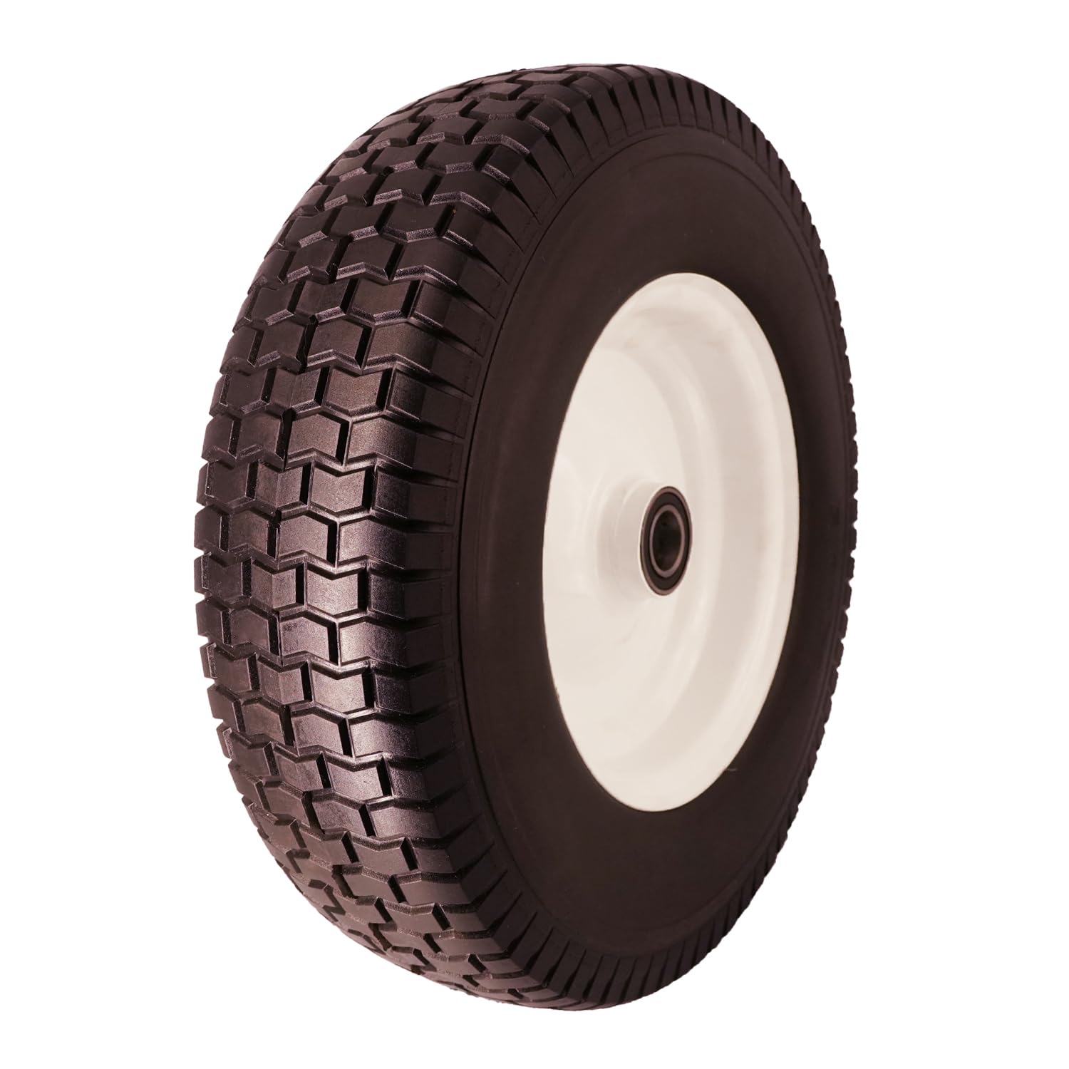 Neumático plano de 16 x 5.00-8 con rodamientos de 1 pulgada, banda de rodadura de césped central de 3 pulgadas, neumático y rueda para cortacésped, tractor de jardín, carretilla, neumático sólido de