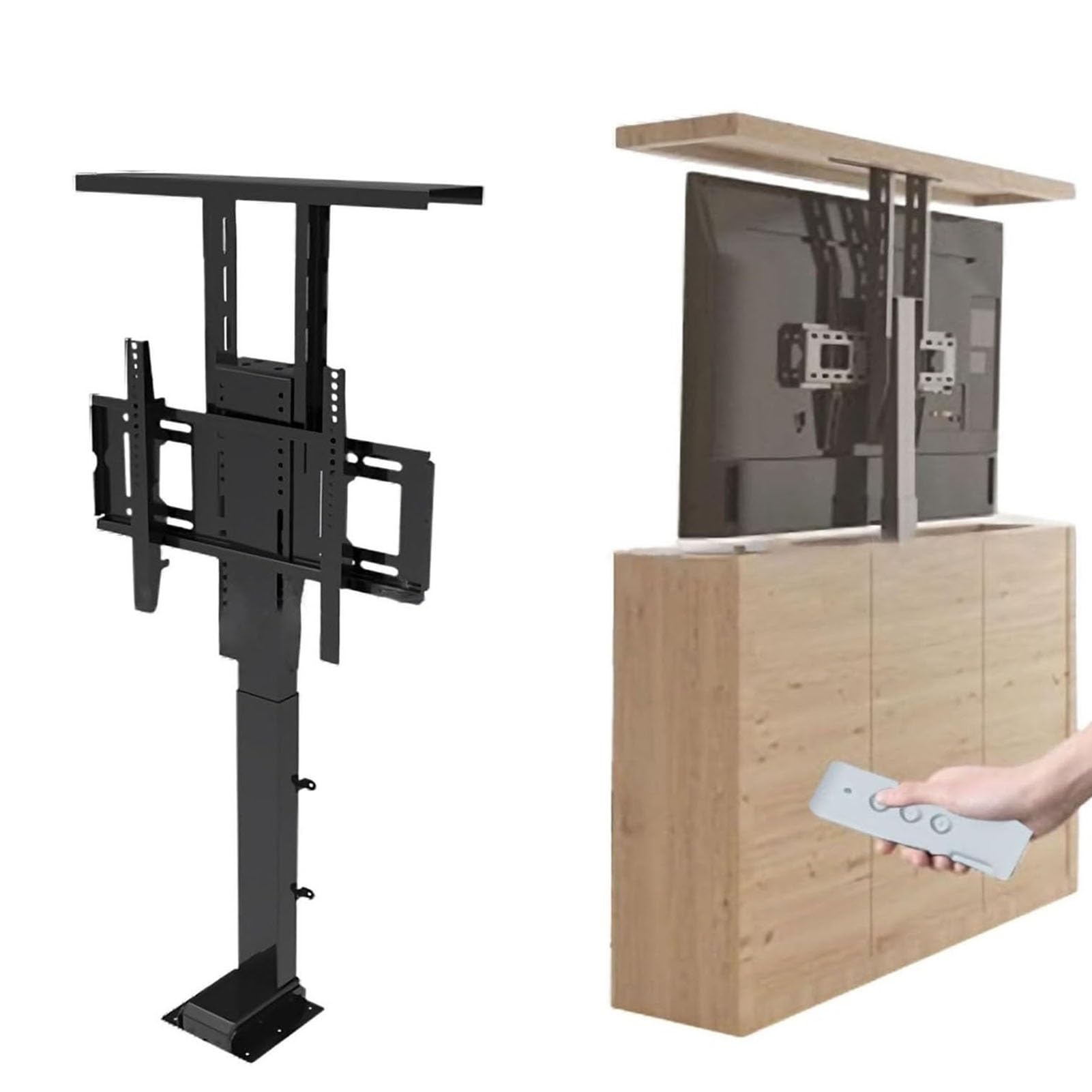 OLSKFUH Adjustable Tv Mount Electric Tv Lift Telescopic Bracket Stand Motorized Tv Mount Can Be Hidden In A Cabinet Up To 60Kg,