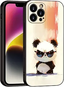 Cute Panda with Sunglasses for iPhone 16 pro max Case- Cartoon Soft Shockproof Cover for Girls & Women & boy & Men (B1- Cool Panda with Sunglasses)