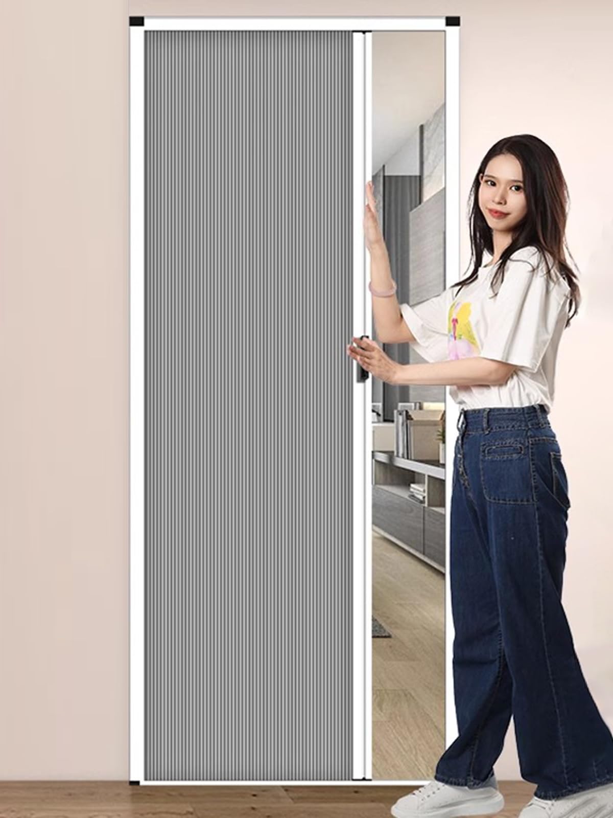 Zaqycm H 200Cm 240 220 215 203 200 Cm Tall Folding Concertina Door, 100 93 90 83 80 73 70 63 60 Cm Wide Invisible Sliding Door Kit, Custom Size Doors Internal House(,W 76Cm)