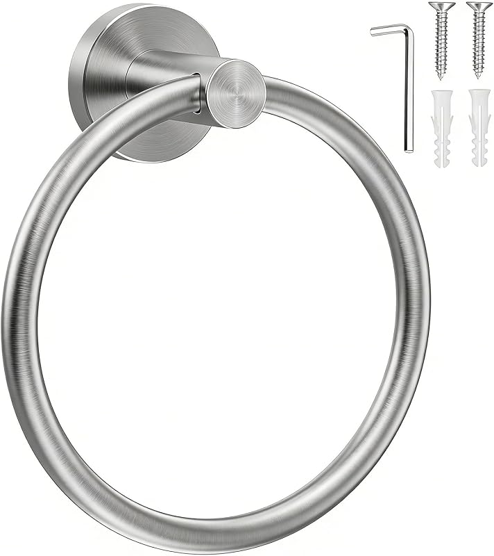 SetSail Toallero para baño de pared de níquel cepillado | Toallero de mano de acero inoxidable, colgador de toallas resistente para baño, agujero de taladro de cocina