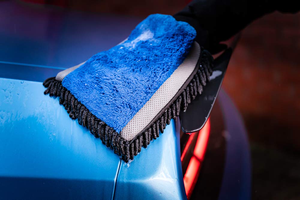 detailmate Auto Vorwäsche Set: ValetPRO pH-neutral Snow Foam 1 Liter + Gloria Foam Master FM10 Schaumsprüher 1 Liter + 3in1 Chenille Waschhandschuh + Griffin Messbecher 150 ml skaliert
