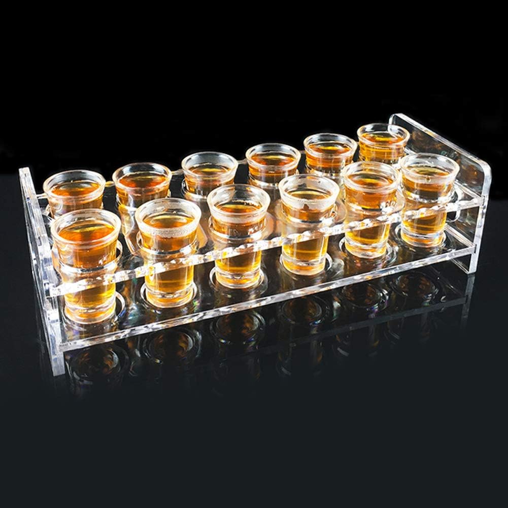 D&Z 1 Ounce Shot Glass Set With Tray, 12 Shot Glasses For Tequila/Vodka/Whiskey/Cocktail, Unique And Convenient Serving Tray - Easily Organize More Attractive Gatherings, Ideal 21st Birthday Gifts