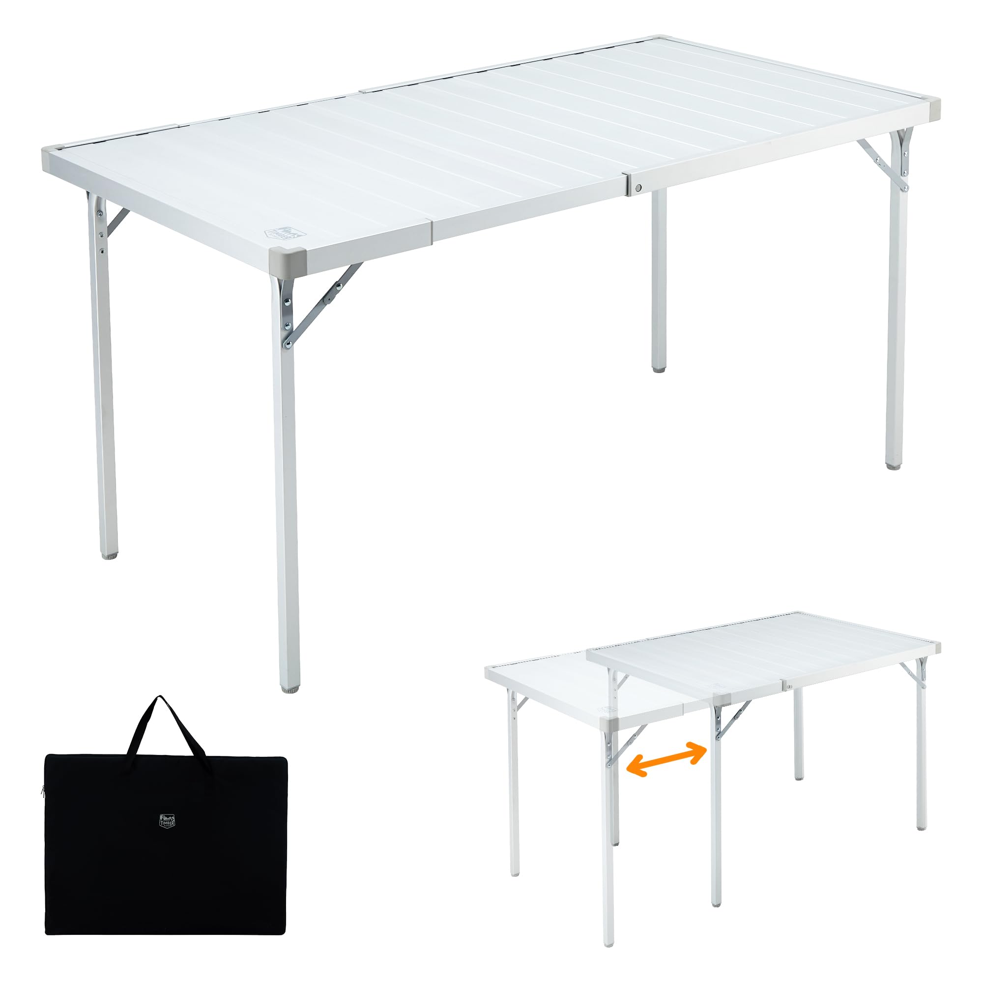 TIMBER RIDGE Mesa de camping plegable, altura ajustable, mesa plegable portátil para picnic, cocina, jardín, senderismo, viajes, 94 x 70 cm