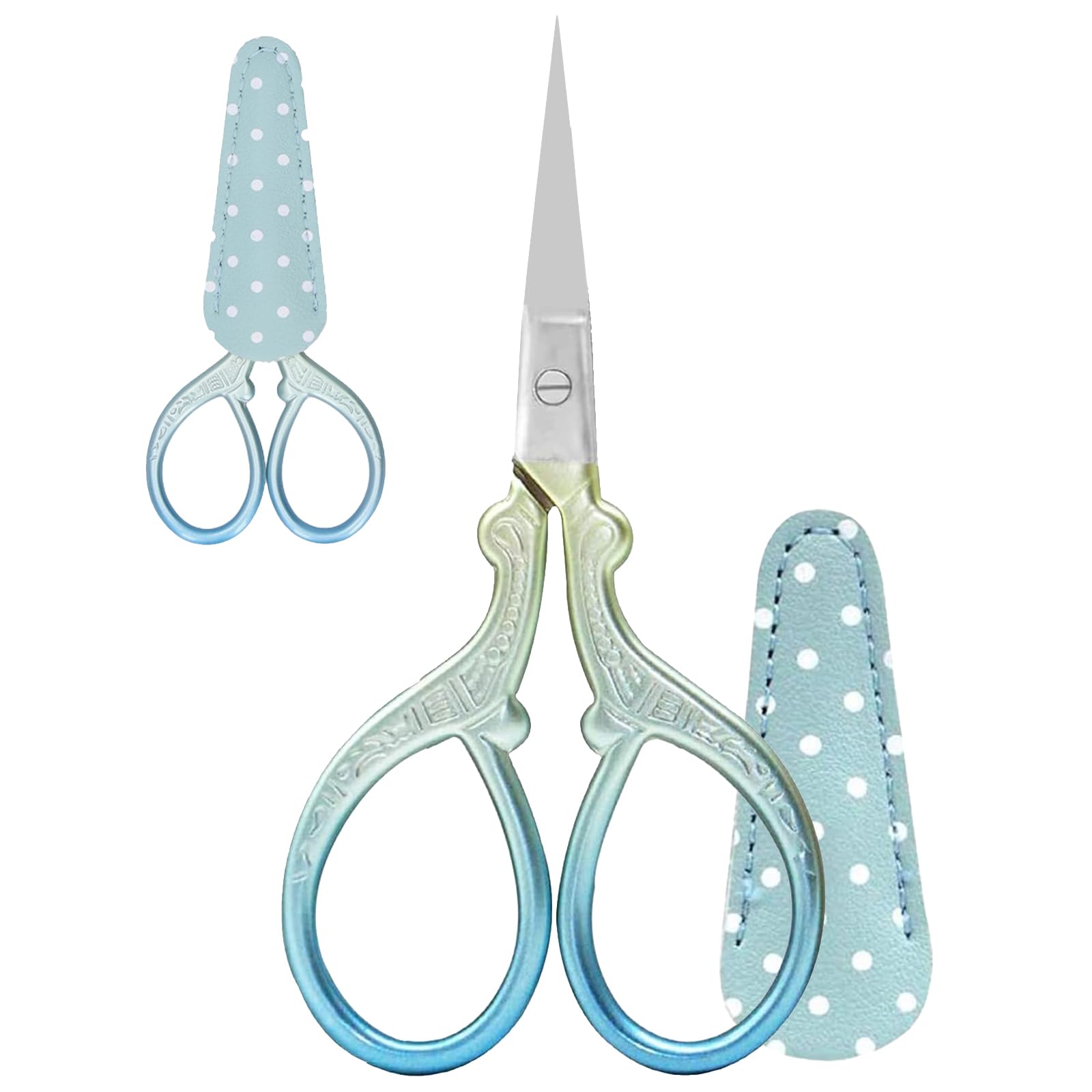 ASIRYVA 1 Pcs Embroidery Scissors with Protective Case, Sewing Scissors for Needlework, Thread Cutting, Handicrafts & DIY Projects (Blue)