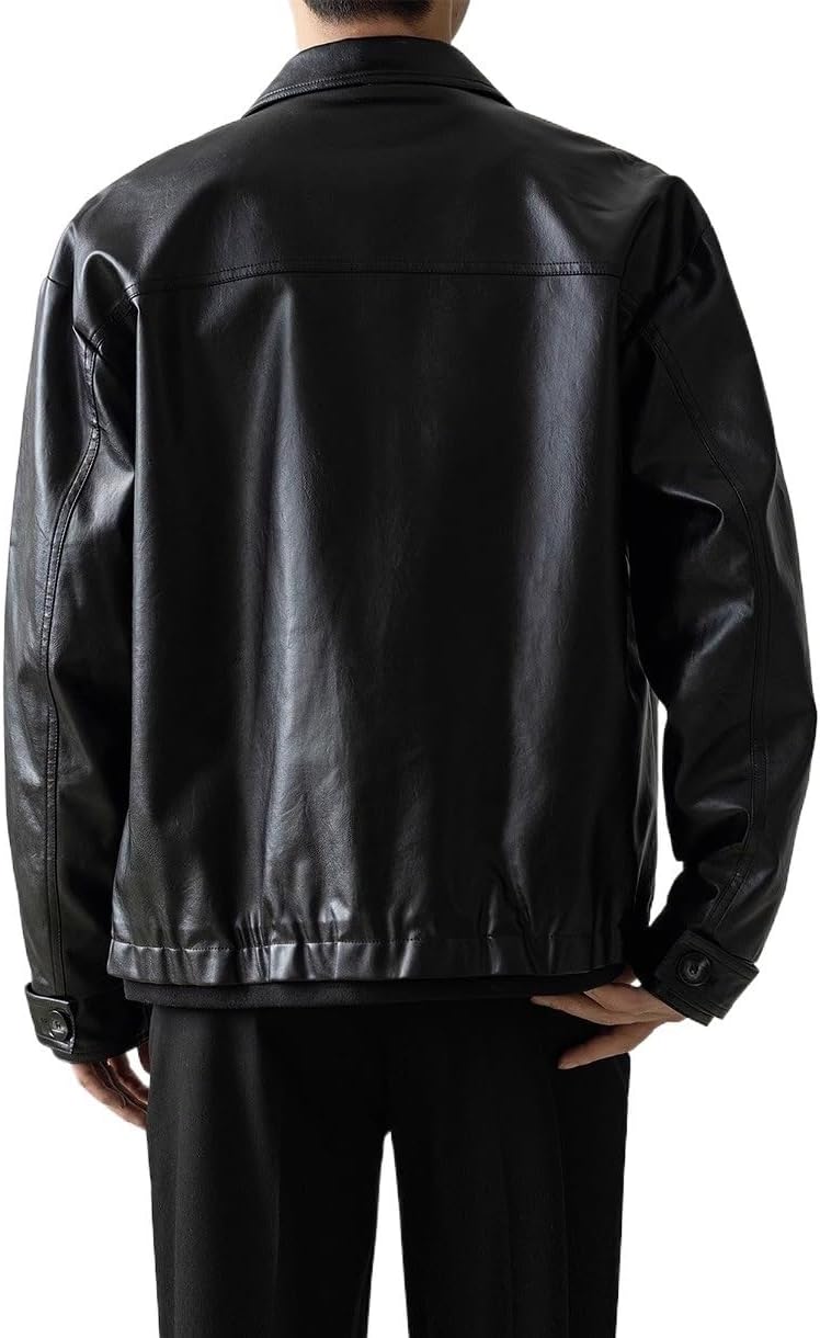 Autumn Winter Vintage Men's Leather Jacket Men Casual Business Trench Coat