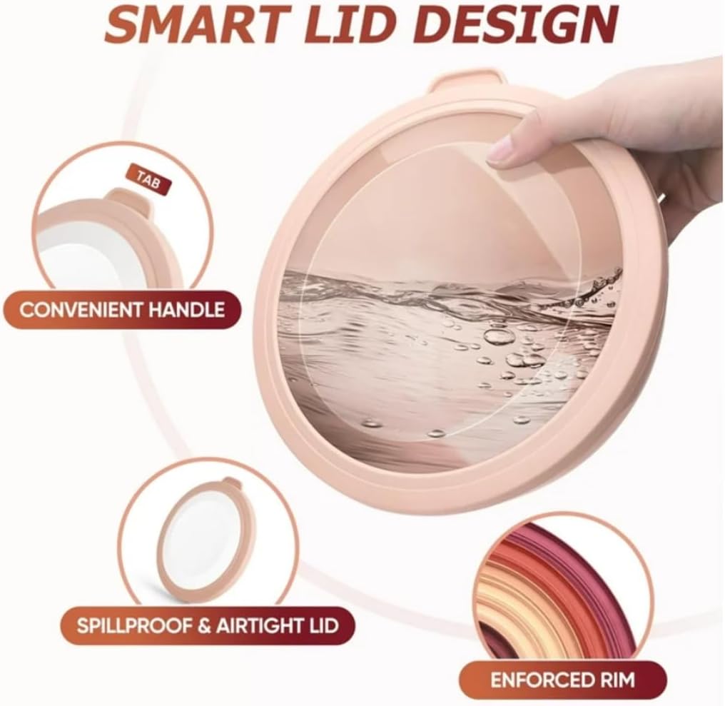 6-Piece Mixing Bowl Set with Lids, Plastic Nesting Bowls for Mixing, Storage, and Serving, Red