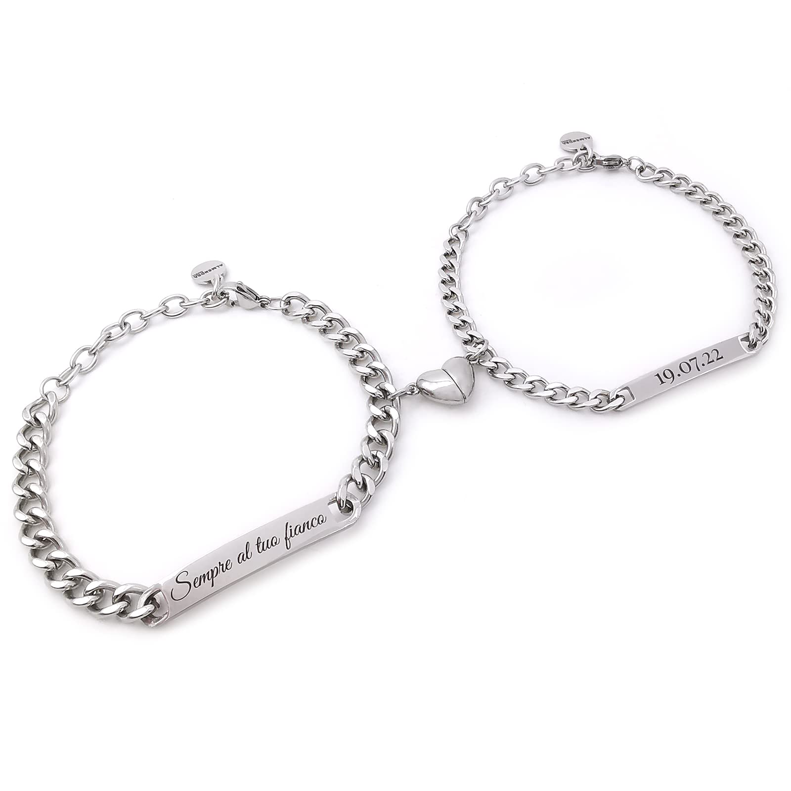 Bracciale coppia lui lei coordinate geografiche personalizzato uomo donna primo bacio con rigido acciaio personalizzabile regalo scritta nome fidanzati braccialetti San Valentino